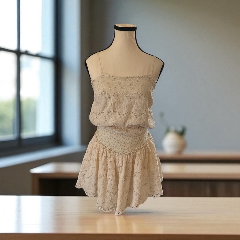 Free People two pi ce eyelet body suit skirt
